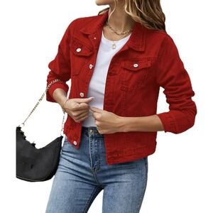 Women's Red Denim Jacket